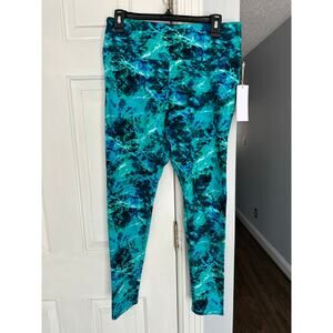 NWT Soft Surroundings Superslim Headwaters Seastar Leggings Teal Black Sz Med
